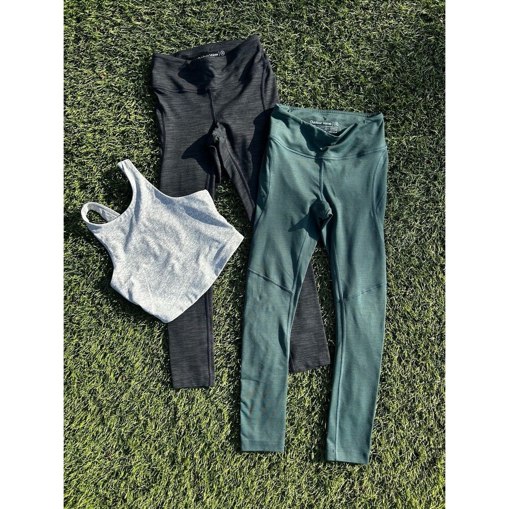 Outdoor Voices TechSweat Core 7/8 Leggings Venus Crop Top XS 3-Piece Bundle